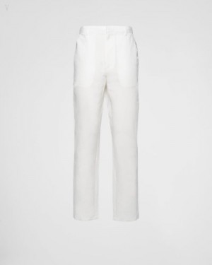 Prada Linen-blend Pants Blancos | GVUB8584