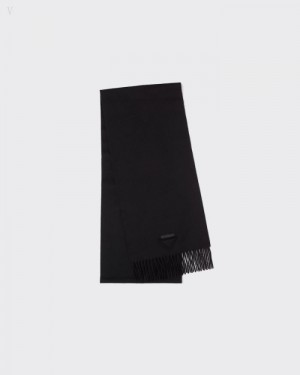 Prada Solid Color Cashmere Scarf Negros | QFKW4343